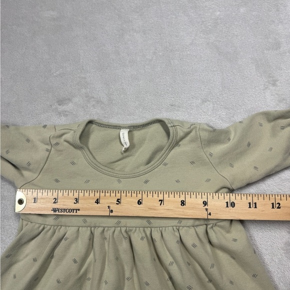 Quincy Mae 100% Organic Cotton Green Black A Line Lettuce Cuffs Dress 18-24 M - Picture 7 of 14